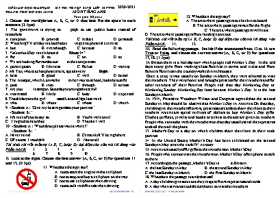 Đề thi tuyển sinh Lớp 10 THPT môn Tiếng Anh - Năm học 2020-2021 - Sở giáo dục và đào tạo TP. Hồ Chí Minh (Có đáp án)